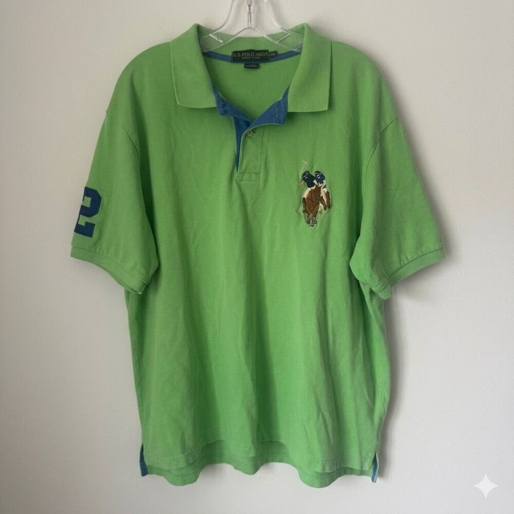 U.S. Polo Assn. Embroidered Big Pony And Number Polo Shirt Green Size XXL